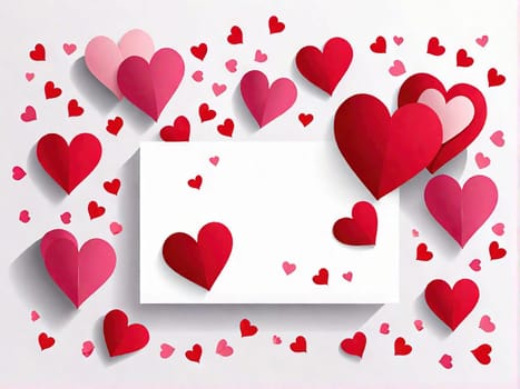 Happy Valentine's Day sale, frame of hearts and flowers on a white background.