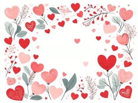 Happy Valentine's Day sale, frame of hearts and flowers on a white background.