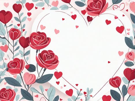 Happy Valentine's Day sale, frame of hearts and flowers on a white background.