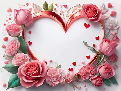 Frame flowers and hearts. Valentine's day, mother's day, women's day background, greeting card for your design