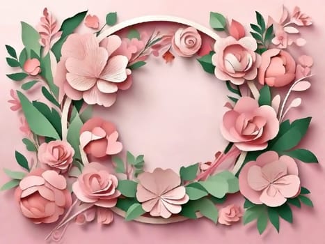 Frame flowers and hearts. Valentine's day, mother's day, women's day background, greeting card for your design