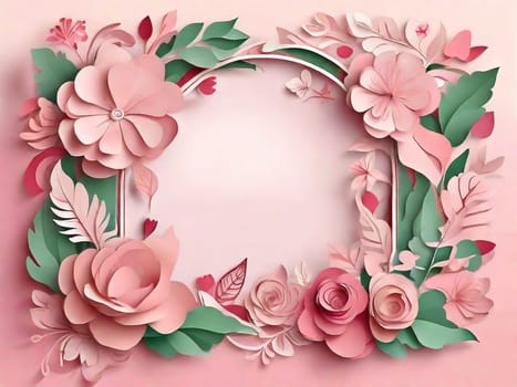 Frame flowers and hearts. Valentine's day, mother's day, women's day background, greeting card for your design