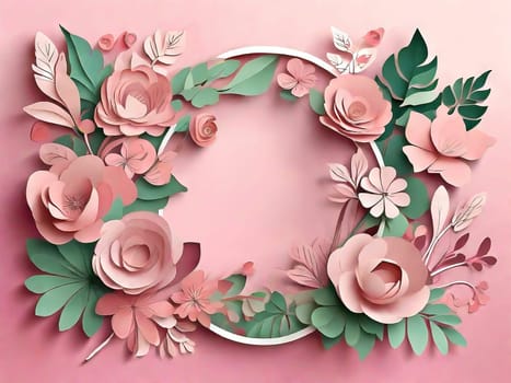 Frame flowers and hearts. Valentine's day, mother's day, women's day background, greeting card for your design