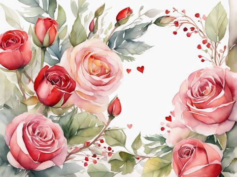 Watercolor flowers for a universal greeting card, Valentine's Day, Mother's Day, Women's Day and others