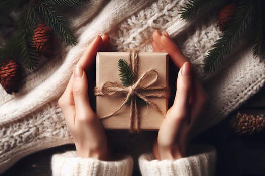 Woman hands holding gift box for special event. Valentines day, Christmas, Birthday concept.