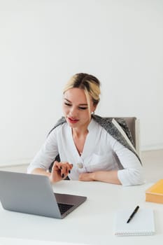 woman working on computer in office