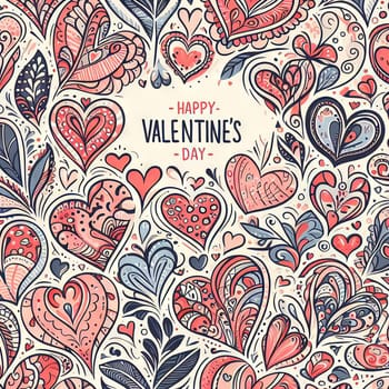 Stylish graphic seamless pattern with hearts. Black and red sketchy background for wrapping paper, fabrics, wallpapers, postcards and more.