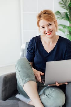 Woman working from home on laptop