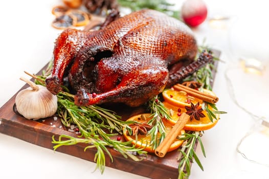 Christmas turkey. Traditional festive food for Christmas or Thanksgiving isolated. High quality photo