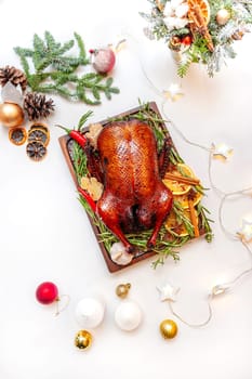 Christmas turkey. Traditional festive food for Christmas or Thanksgiving isolated. High quality photo