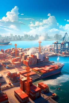 Seaport containers goods and liners. Generative AI, Sea.