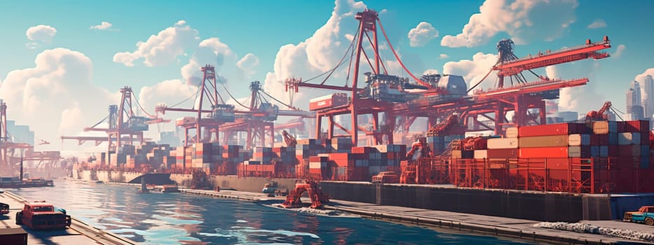 Seaport containers goods and liners. Generative AI, Sea.