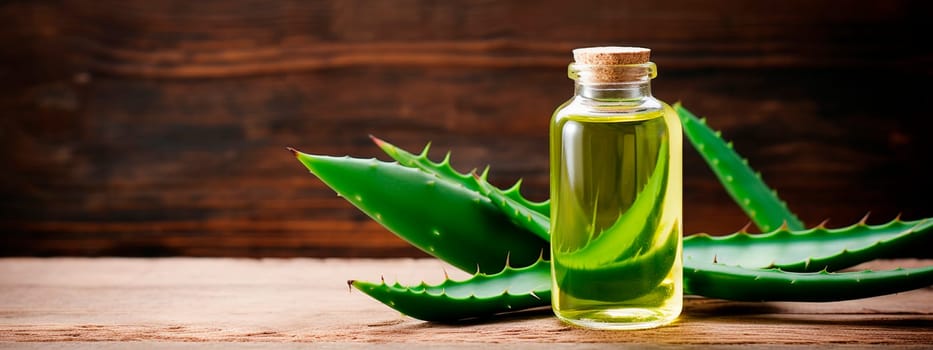 aloe vera leaf oil spa. Generative AI, nature.