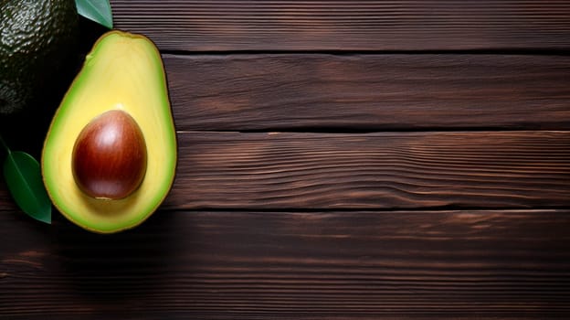 avocado on a wooden background. Generative AI, Food.