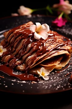 Crepe Suzette with chocolate. Generative AI, Food.