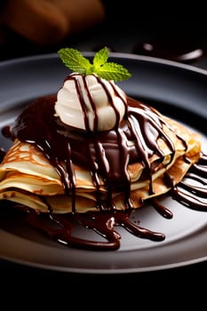 Crepe Suzette with chocolate. Generative AI, Food.