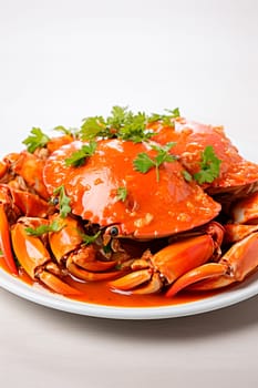 Boiled crab on a plate. Generative AI, Food.