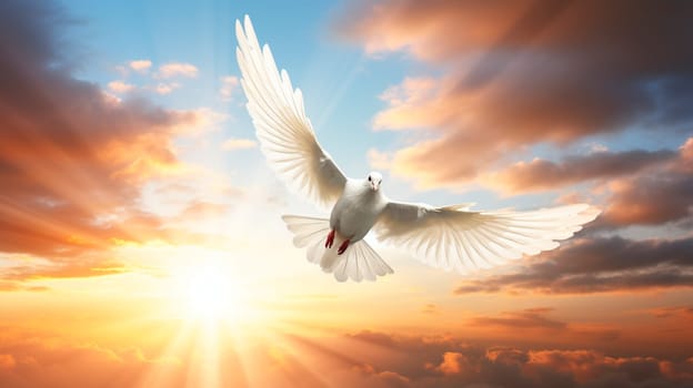 White dove in the sky. Generative AI, Nature.