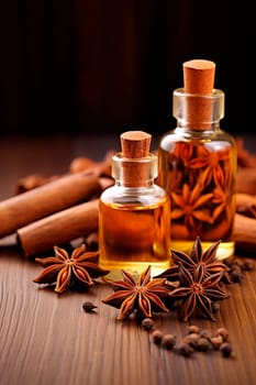 Anise essential oil in a bottle. Generative AI, Spa.