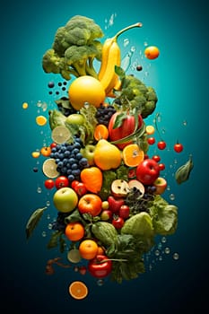 Lots of different vegetables and fruits. Generative AI, Food.