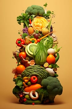 Lots of different vegetables and fruits. Generative AI, Food.