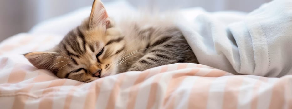 The kitten is sleeping in bed. Generative AI, Love.