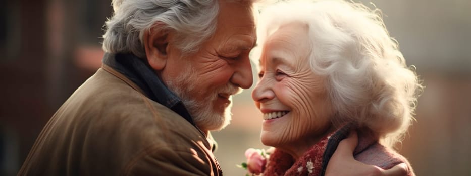 Old people in love are happy together. Generative AI, Lover.