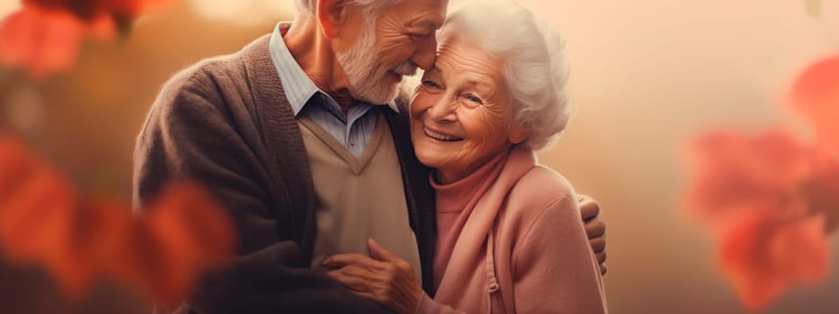 Old people in love are happy together. Generative AI, Lover.