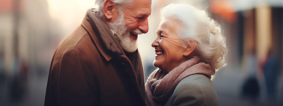 Old people in love are happy together. Generative AI, Lover.