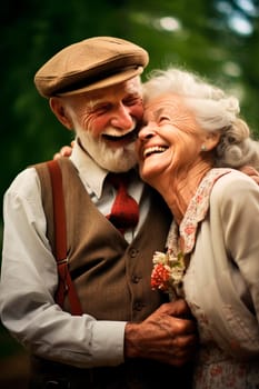 Old people in love are happy together. Generative AI, Lover.