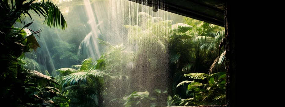 Summer shower in the jungle. Generative AI, Nature.