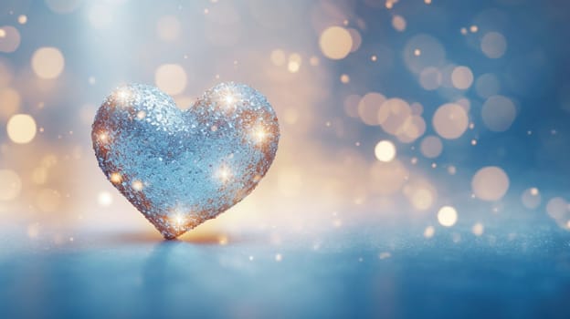 Bokeh heart in the snow. Generative AI, Winter.