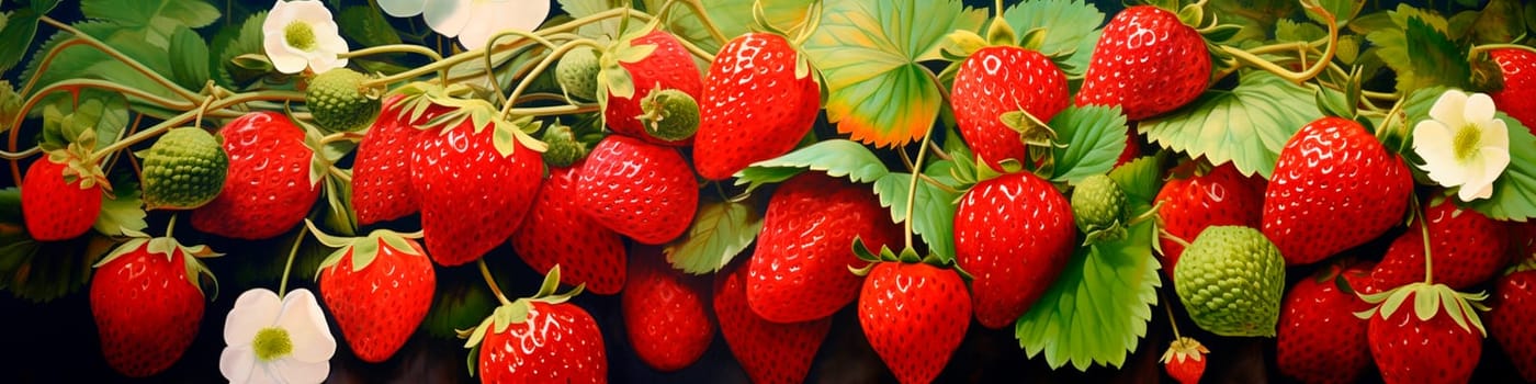Ripe strawberries on the field. Generative AI, Food.