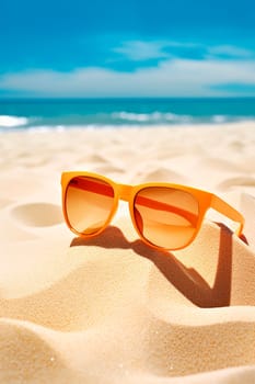sunglasses on the beach. Generative AI, Sea.