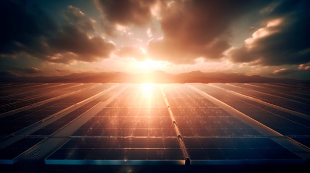 Solar panels the sun shines. Generative AI, Nature.