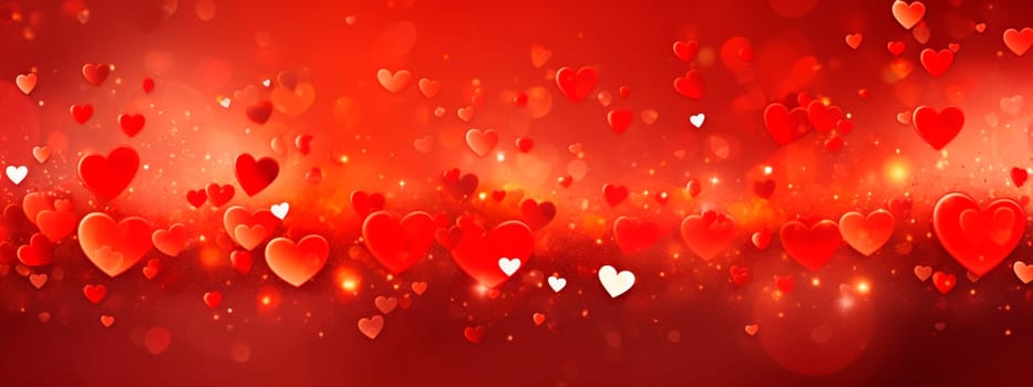 Beautiful background with red hearts. Generative AI, valentine.