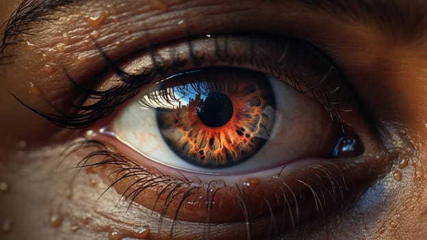Human Eye With Papilloma virus Around Skin. Macro, Closeup, African American Person Horizontal. AI Generated High quality photo