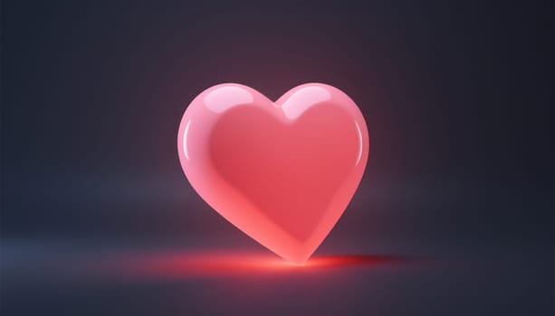 Red glowing neon heart. 3d render, abstract ultraviolet background with neon heart frame. Modern minimal line art. Valentines Day romantic symbol glowing in the dark copy space Happy Valentine romantic