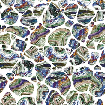 Modern seamless pattern with the texture of the layered Onyx mineral stone in watercolor imitation for textiles and surfaces design