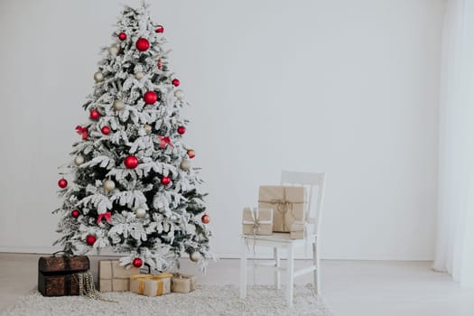 White Christmas tree decorating new year gifts Interior holiday