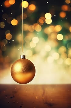 christmas wallpaper background with decorative xmas balls and defocused lights - AI generative