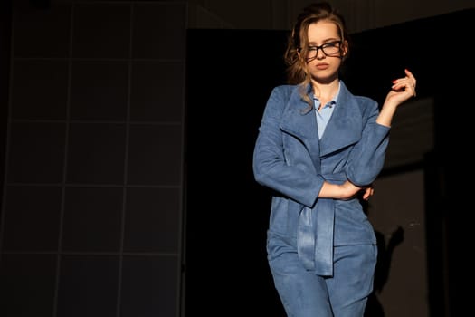 portrait of a beautiful woman in a business suit in the office