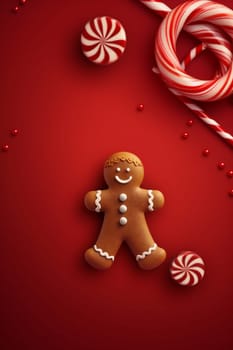 man red homemade background season food ginger gingerbread decoration caramel december christmas sweet candy smile baking ornament symbol holiday happy cookie cute. Generative AI.