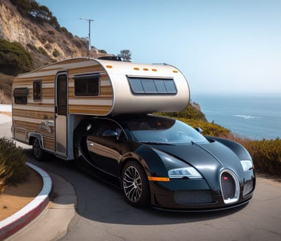 expensive luxury fast sports supercar design camper van conversion for digital nomad avdenture weekender ai art generated