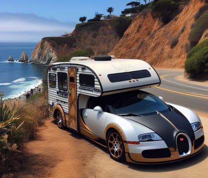 expensive luxury fast sports supercar design camper van conversion for digital nomad avdenture weekender ai art generated