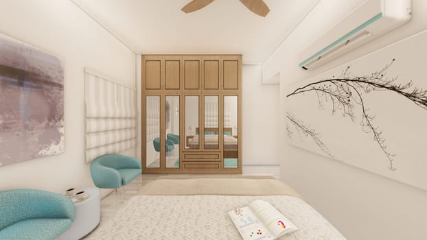 Realistic bedroom with Birchwood furniture
