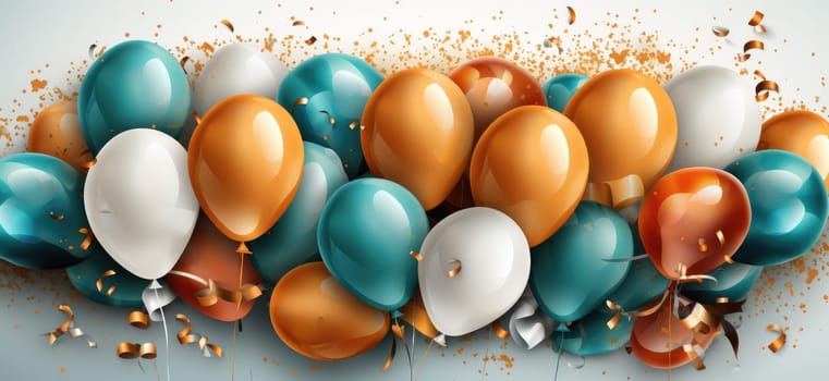 Bright balloons and falling confetti fill the air with fun and joy.