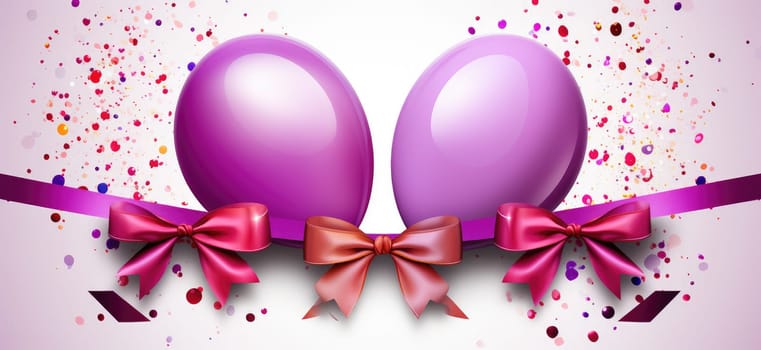 Greeting card with balloons and confetti in pink tones