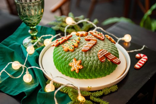 Traditional Christmas or New Year's pie. Homemade cake High quality photo