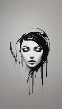 Black and white portrait of a woman. AI generated